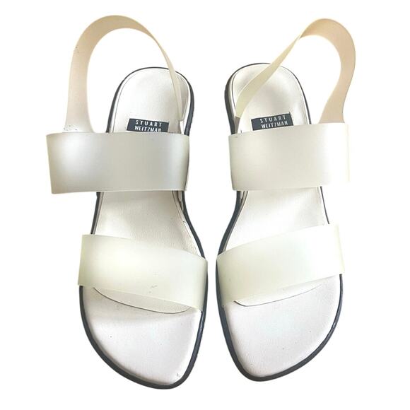 Stuart Weitzman Jelly Strap Sandals White Clear Platform Slides Sz 5B Minimalist - Picture 1 of 7